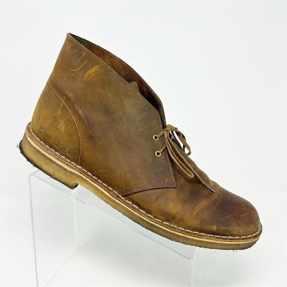 Clarks Men's Desert Boot Brown Leather Chukka Size 13 Casual Shoes Crepe Sole - Picture 1 of 13